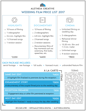 Wedding Video Price List (web)
